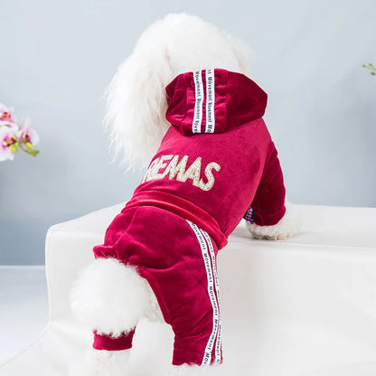 Velvet Dog Cat Jumpsuit Coat Classic Apparel 5 sizes