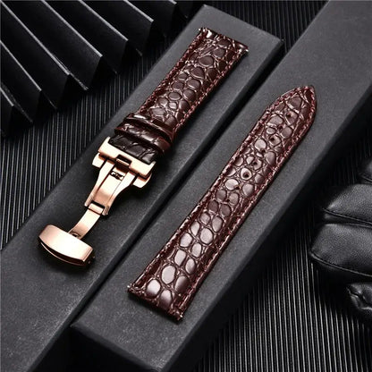 TicWatch Pro 5, Pro 3 & E3 Crocodile-Pattern Leather Clasp Band