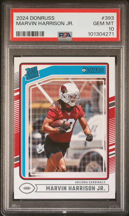 Graded 2024 Panini Donruss Marvin Harrison Jr #393 Rookie RC Football Card PSA 10 Gem Mint
