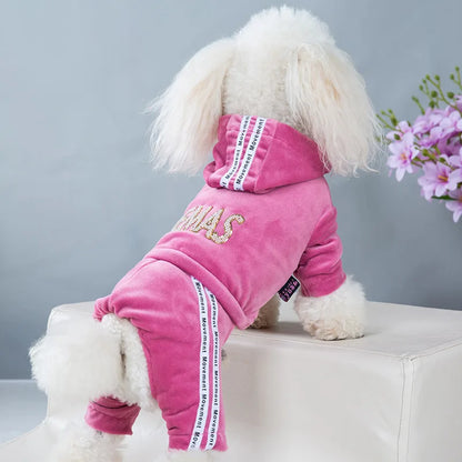 Velvet Dog Cat Jumpsuit Coat Classic Apparel 5 sizes