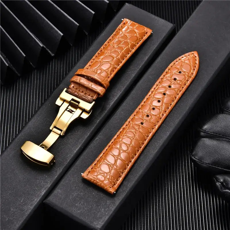 TicWatch Pro 5, Pro 3 & E3 Crocodile-Pattern Leather Clasp Band