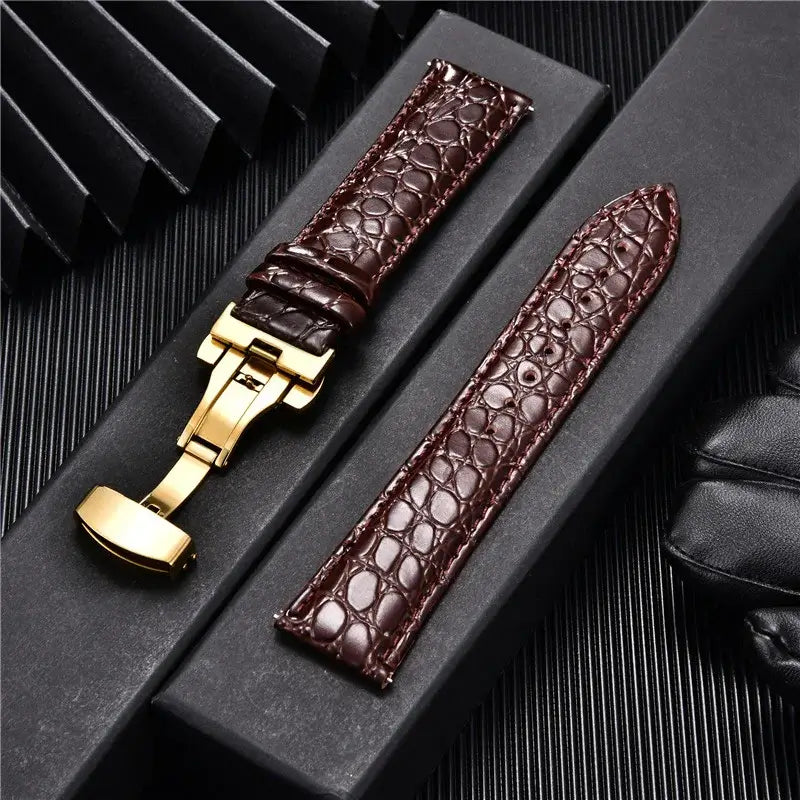 TicWatch Pro 5, Pro 3 & E3 Crocodile-Pattern Leather Clasp Band