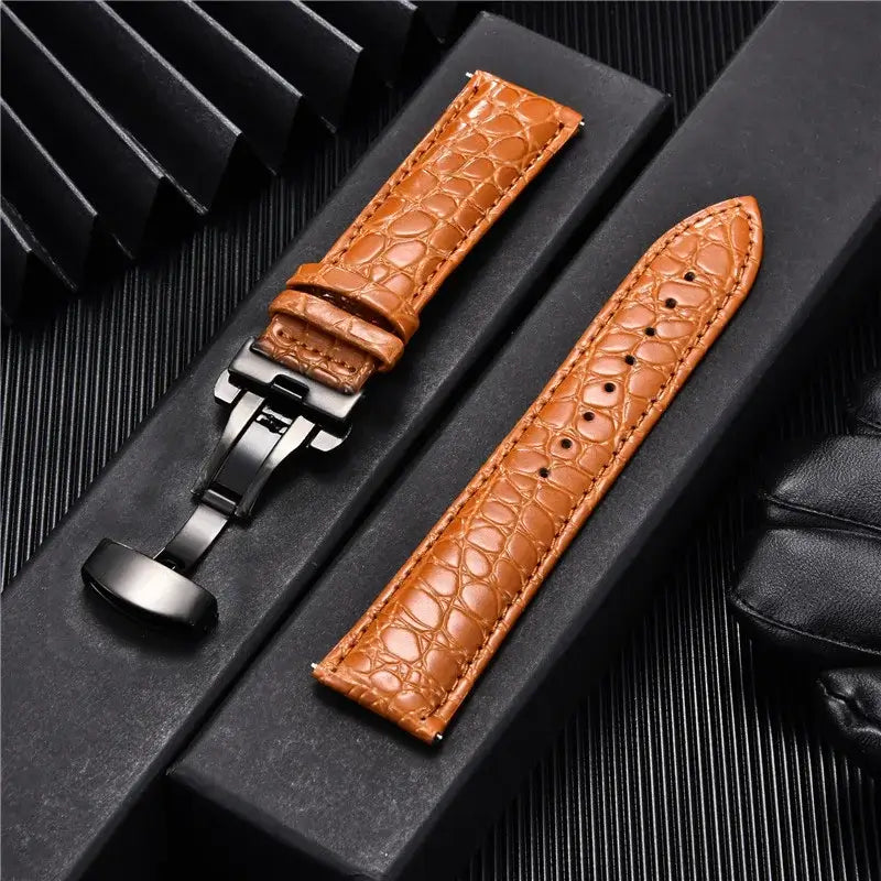 TicWatch Pro 5, Pro 3 & E3 Crocodile-Pattern Leather Clasp Band