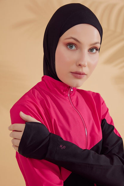 Woven Black Burkini Modest Swimwear M2316-1