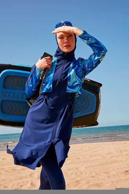 Woven Navy Burkini Modest Swimwear M2319