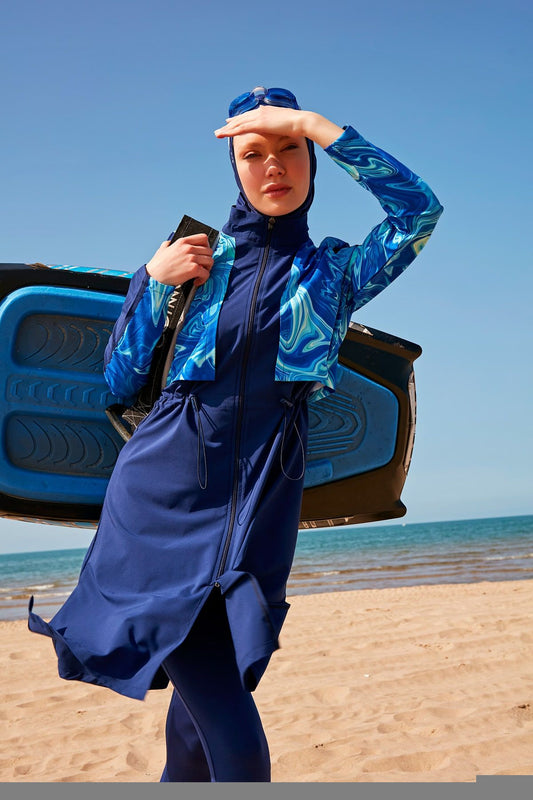 Woven Navy Burkini Modest Swimwear M2319