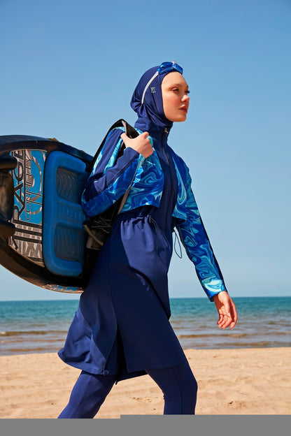 Woven Navy Burkini Modest Swimwear M2319