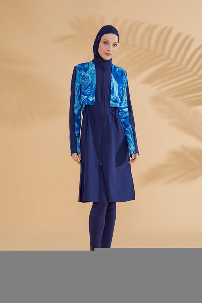 Woven Navy Burkini Modest Swimwear M2319