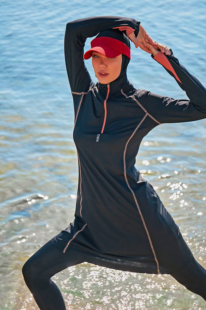 Lycra Black Burkini Modest Swimwear M2333