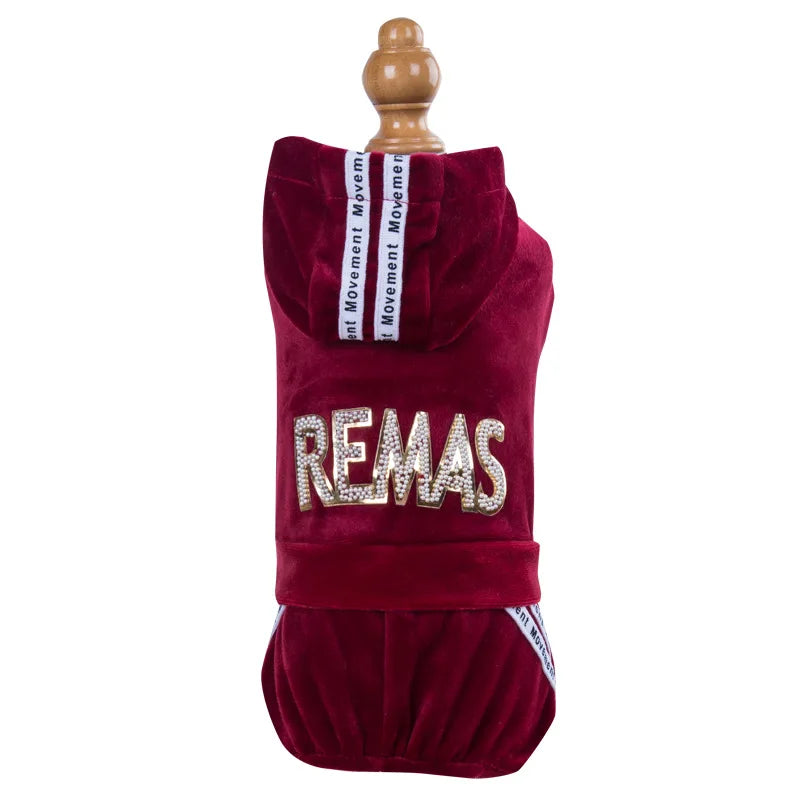 Velvet Dog Cat Jumpsuit Coat Classic Apparel 5 sizes