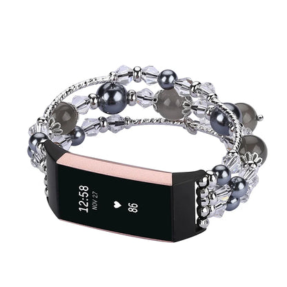 Fitbit Charge 6, 5, 4, 3, Fashion Beaded Strap