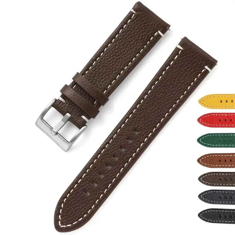 Suunto Race, Vertical & 9 Peak Pebbled Leather Band with Stitching