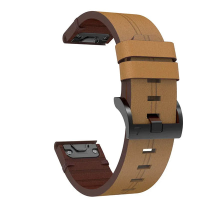 Garmin QuickFit 20/22/26mm Leather Band with Double Keepers