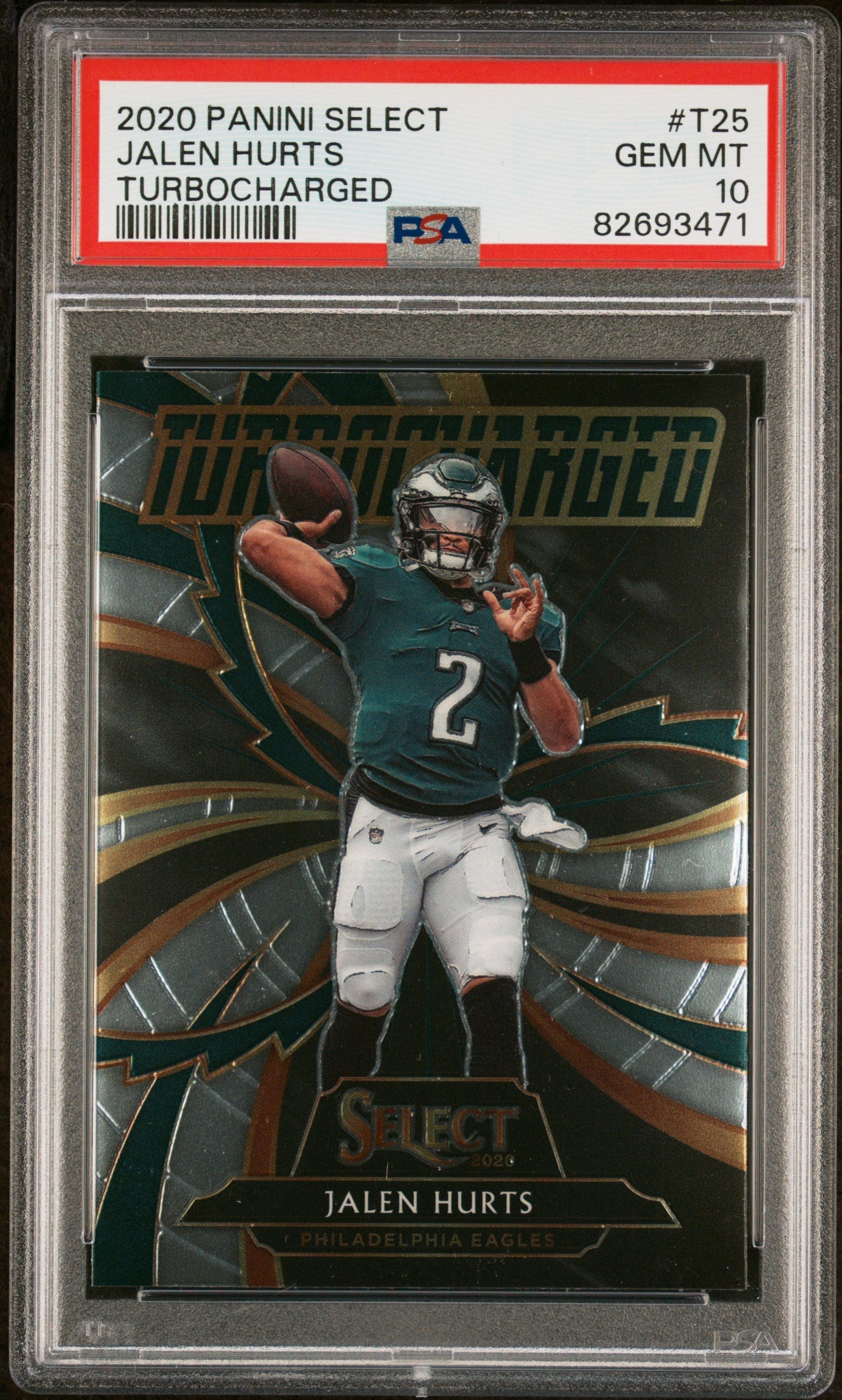 Graded 2020 Panini Select Jalen Hurts #T25 Turbocharged Rookie RC Football Card PSA 10 Gem Mint