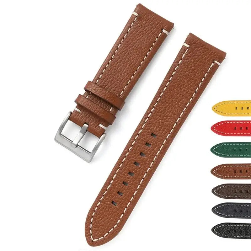 Suunto Race, Vertical & 9 Peak Pebbled Leather Band with Stitching