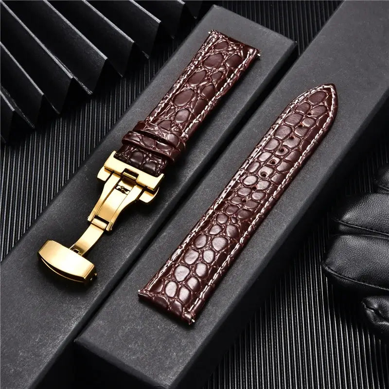 TicWatch Pro 5, Pro 3 & E3 Crocodile-Pattern Leather Clasp Band