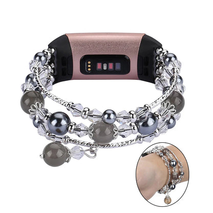 Fitbit Charge 6, 5, 4, 3, Fashion Beaded Strap