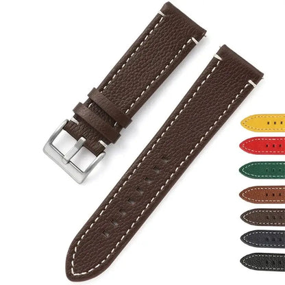 Suunto Race, Vertical & 9 Peak Pebbled Leather Band with Stitching