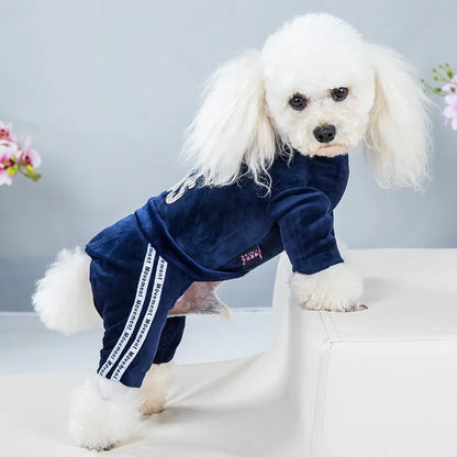 Velvet Dog Cat Jumpsuit Coat Classic Apparel 5 sizes