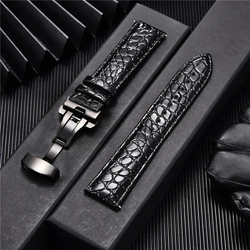 TicWatch Pro 5, Pro 3 & E3 Crocodile-Pattern Leather Clasp Band