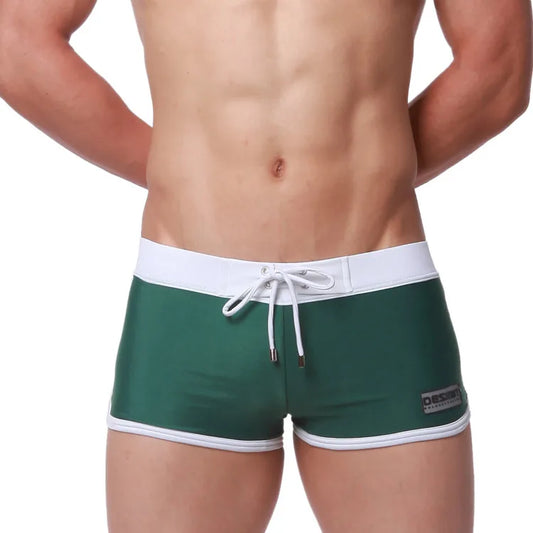 Desmiit Retro Waistband  Swim Trunks