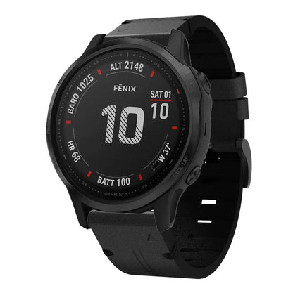 Garmin QuickFit 20/22/26mm Leather Band with Double Keepers