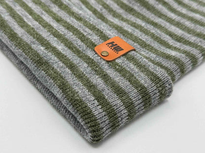 HAAKWEAR Classic RORO Cuffed Beanie / Hat - Gray / Green, Made in USA