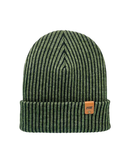 Haakwear Cuffed Wide Ribbed Striped Beanie, Contrast, Black and Green