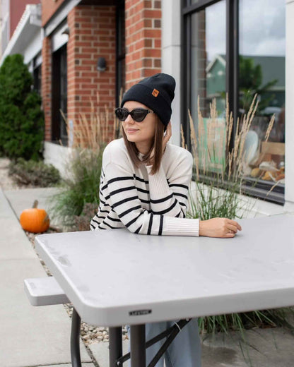 HAAKWEAR Beanie Made in USA - Classic Charcoal Black Knit Cuffed Hat