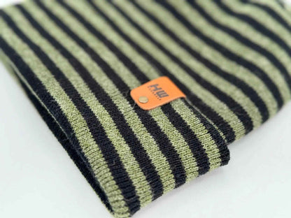 HAAKWEAR H Stitch RORO Cuffed Beanie (Patented Design) Black / Green, Made in USA