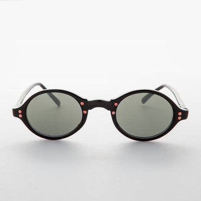 Small Oval Vintage Sunglass with Gold Studs - Harley