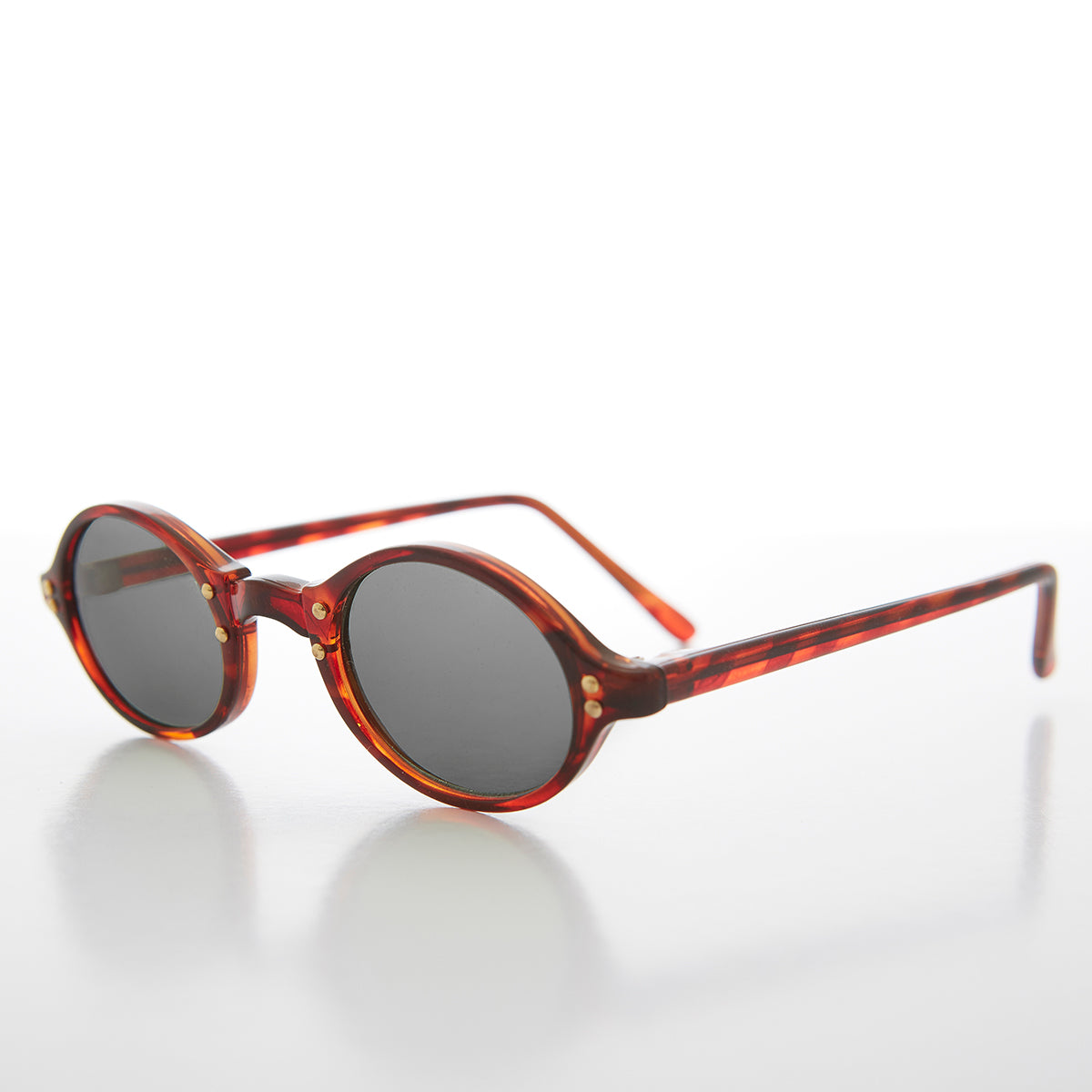 Small Oval Vintage Sunglass with Gold Studs - Harley