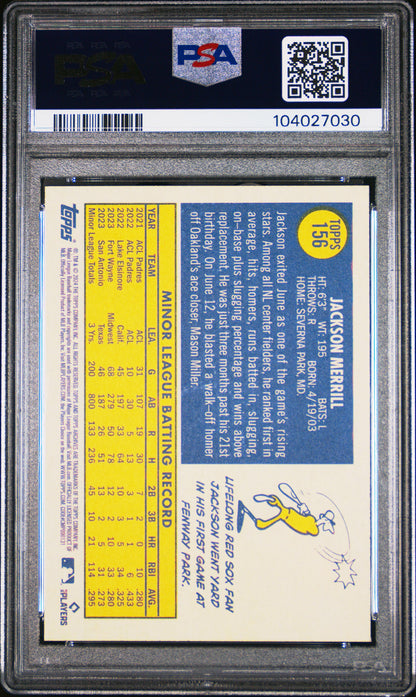 Graded 2024 Topps Archives Jackson Merrill #156 Rookie RC Baseball Card PSA 10 Gem Mint