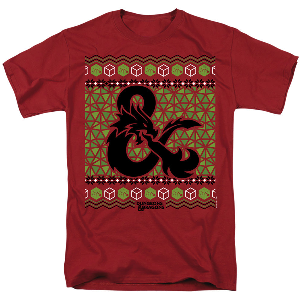Dungeons And Dragons Ampersand Logo Ugly Christmas Mens T Shirt Cardinal Officially Licensed
