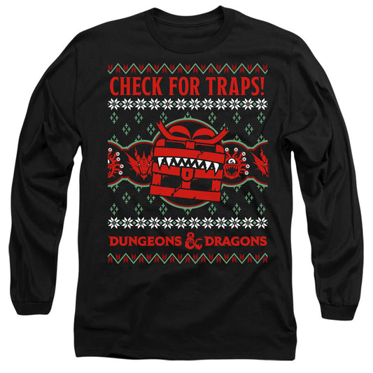 Dungeons And Dragons Check For Traps Ugly Christmas Mens Long Sleeve Shirt Black Officially Licensed