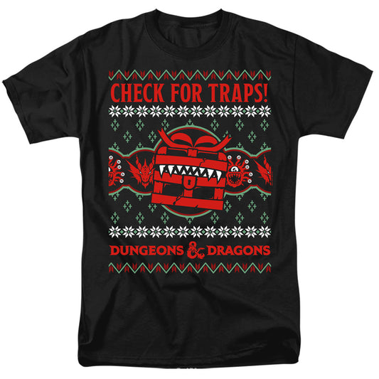 Dungeons And Dragons Check For Traps Ugly Christmas Mens T Shirt Black Officially Licensed