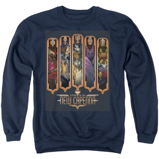 Magic The Gathering The Five Houses Mens Crewneck Sweatshirt Navy Officially Licensed
