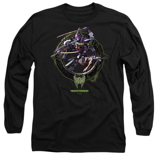 Transformers Nightbird Circle Frame Mens Long Sleeve Shirt Black Officially Licensed