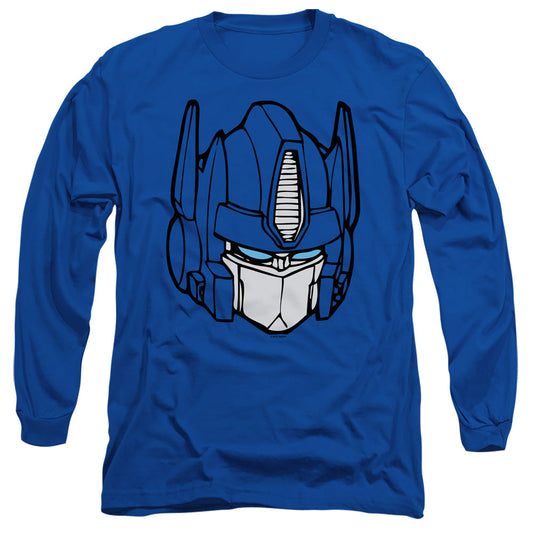 Transformers Optimus Head Mens Long Sleeve Shirt Royal Officially Licensed