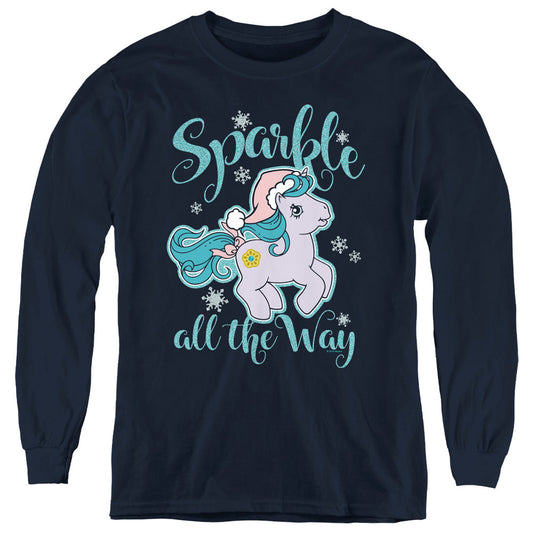 My Little Pony Retro Sparkle All the Way Long Sleeve Kids Youth T Shirt Navy Blue Officially Licensed