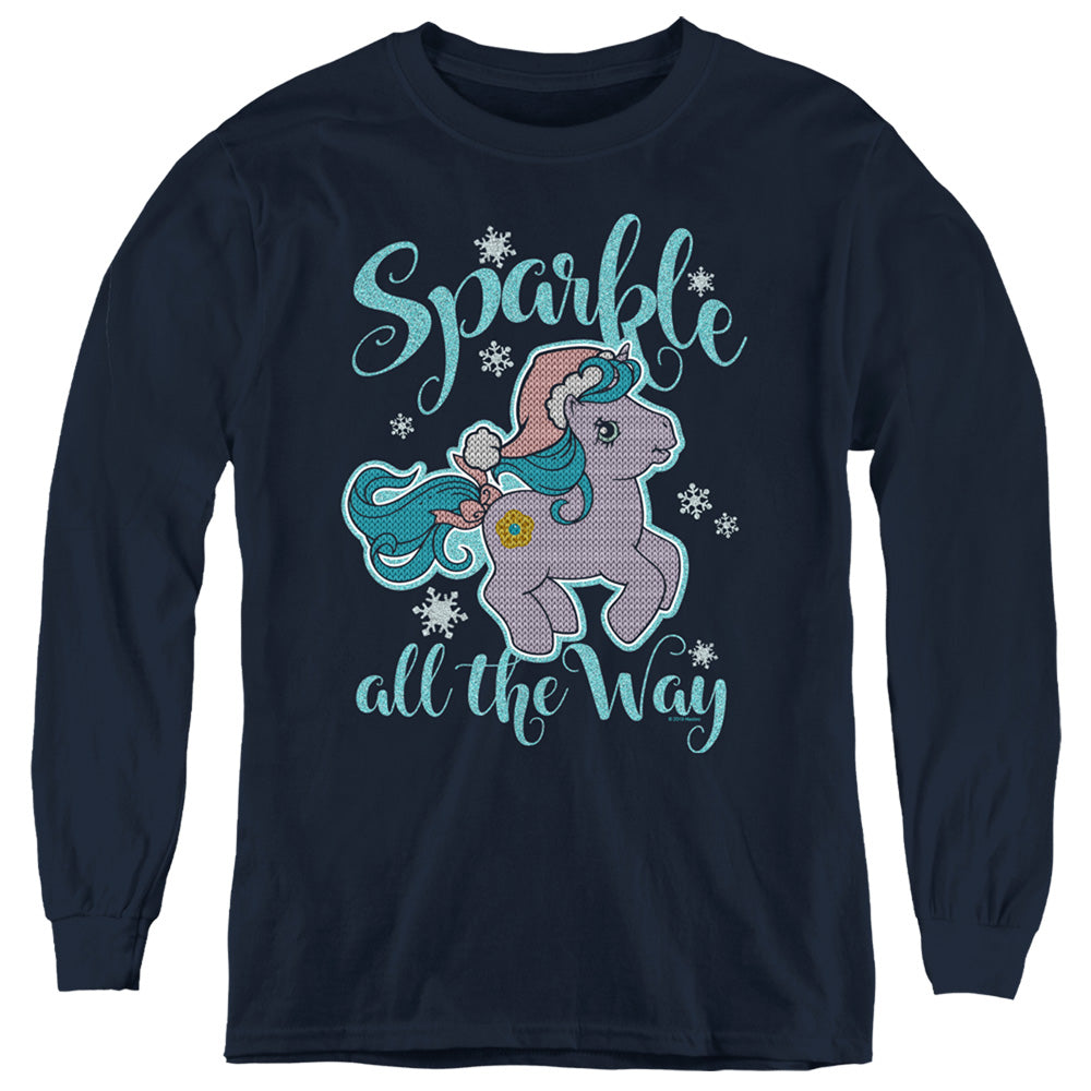 My Little Pony Retro Sparkle All the Way 2 Long Sleeve Kids Youth T Shirt Navy Blue Officially Licensed