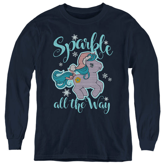 My Little Pony Retro Sparkle All the Way 2 Long Sleeve Kids Youth T Shirt Navy Blue Officially Licensed