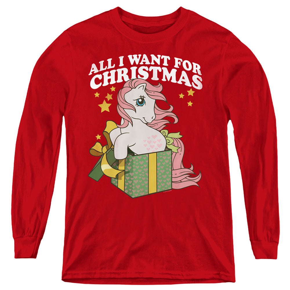 My Little Pony Retro All I Want Long Sleeve Kids Youth T Shirt Red Officially Licensed