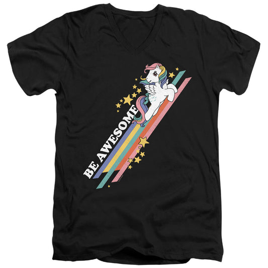 My Little Pony Retro Be Awesome Mens Slim Fit V-Neck T Shirt Black Officially Licensed