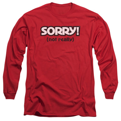 Sorry Not Sorry Mens Long Sleeve Shirt Red Officially Licensed