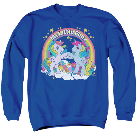 My Little Pony Retro Unicorn Fist Bump Mens Crewneck Sweatshirt Royal Blue Officially Licensed