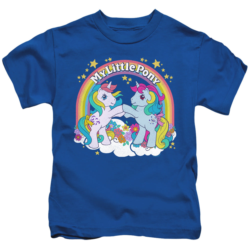 My Little Pony Retro Unicorn Fist Bump Juvenile Kids Youth T Shirt Royal Blue Officially Licensed