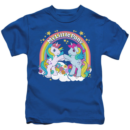 My Little Pony Retro Unicorn Fist Bump Juvenile Kids Youth T Shirt Royal Blue Officially Licensed