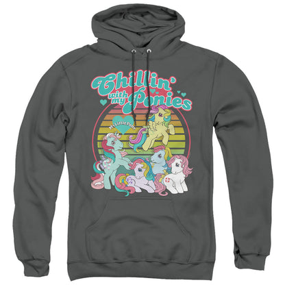 My Little Pony Retro Chillin With My Ponies Mens Hoodie Charcoal Officially Licensed