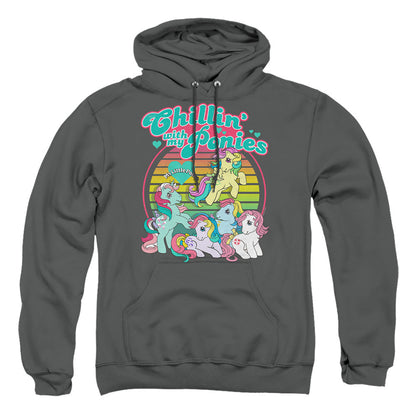 My Little Pony Retro Chillin With My Ponies Mens Hoodie Charcoal Officially Licensed